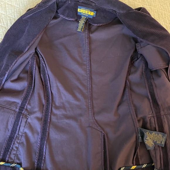 RUGBY RALPH LAUREN Suede Elbow Patch Soft Corduroy 3-button Blazer In Purple 2 - Picture 5 of 6